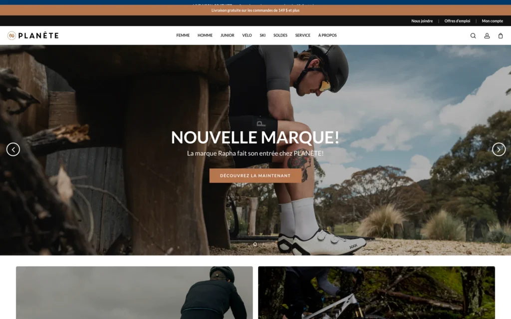 Site web réalisé pour Planète Cycle & Ski