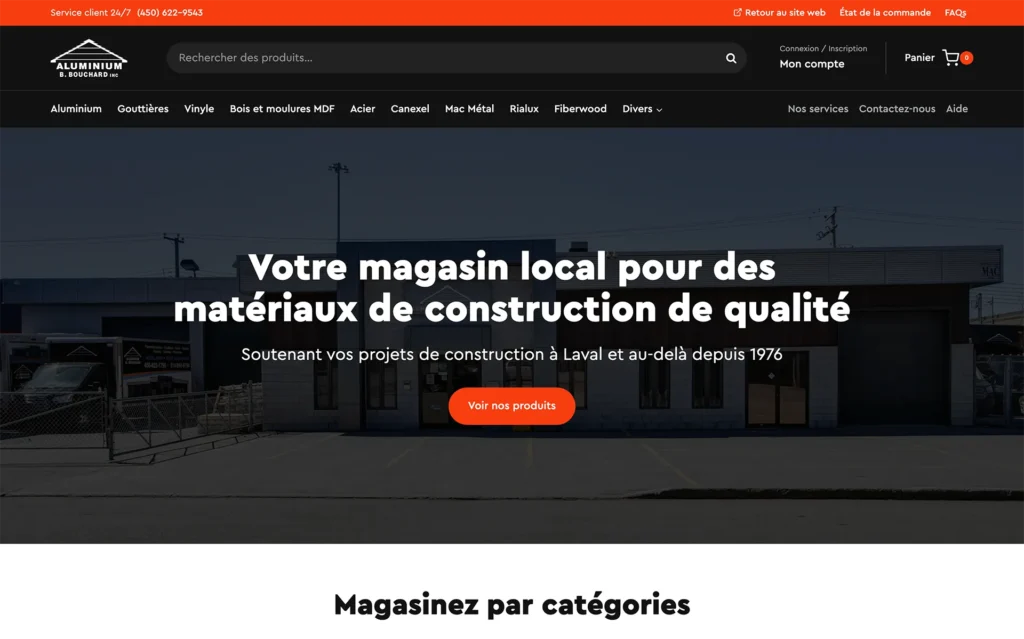 Site web réalisé pour Aluminium B. Bouchard
