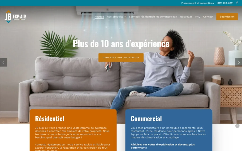Site web réalisé pour JB Exp-Air