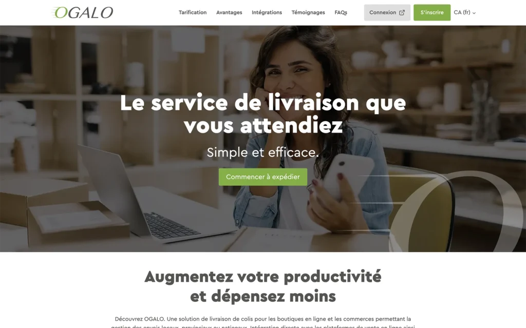 Landing page réalisée pour OGALO