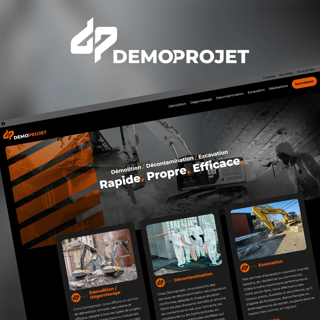 Projet de création de site web pour Demoprojet