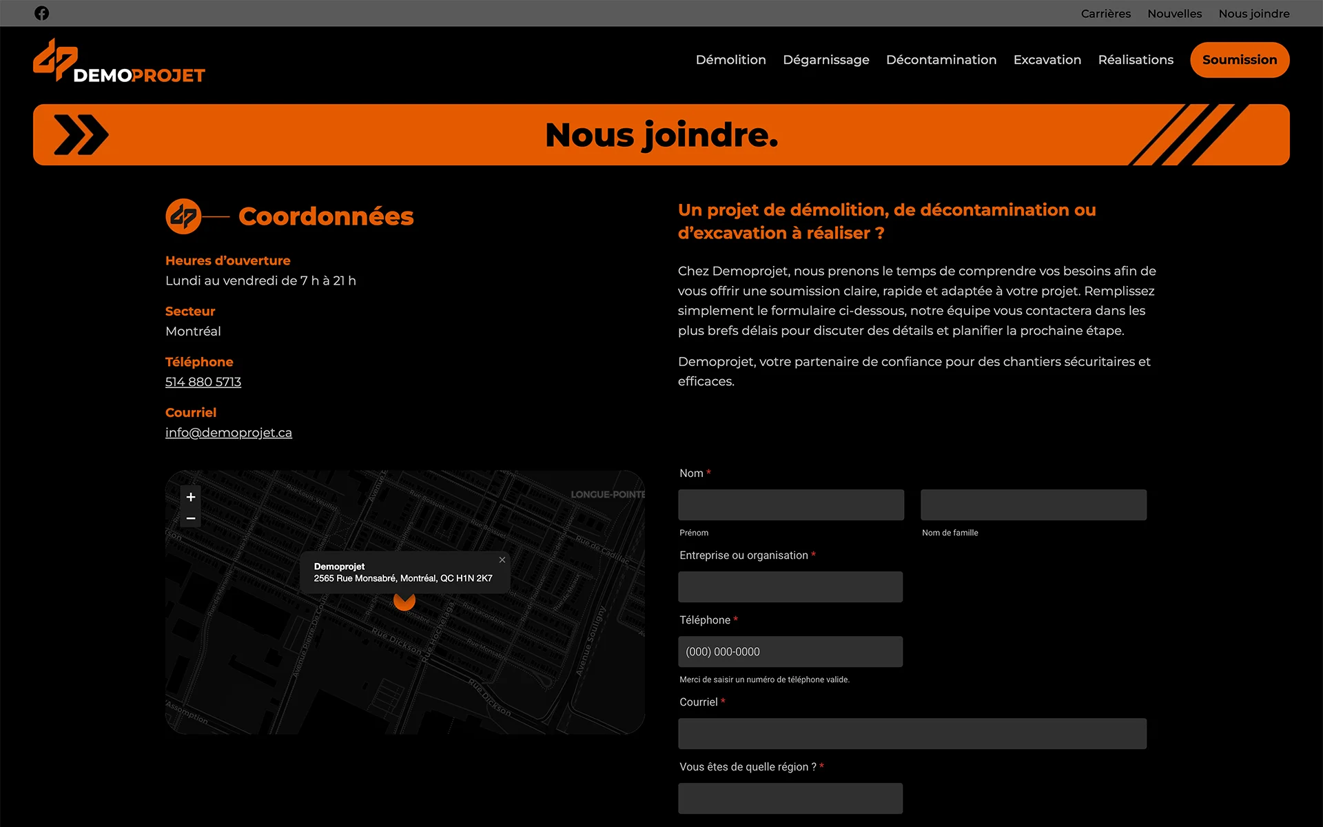 Site web réalisé pour Demoprojet