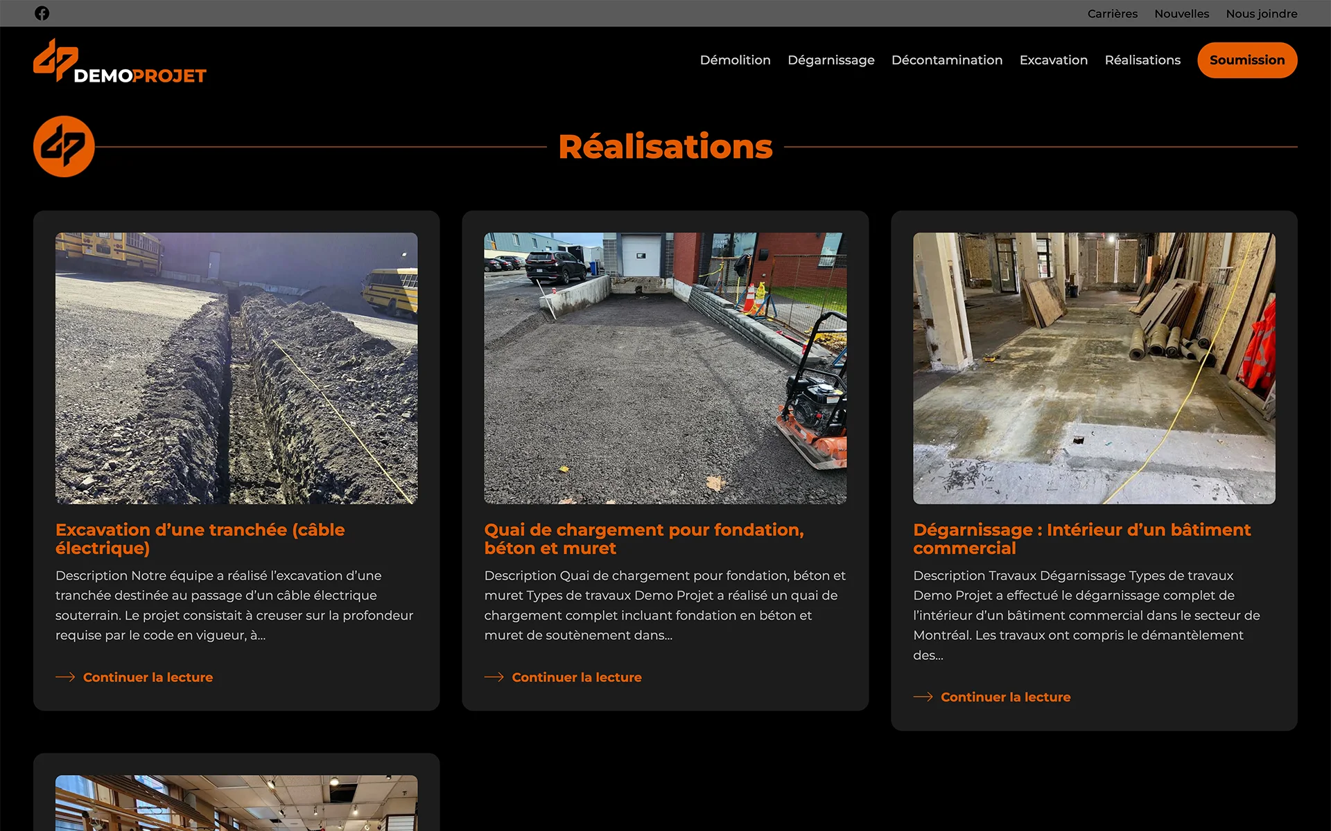 Site web réalisé pour Demoprojet