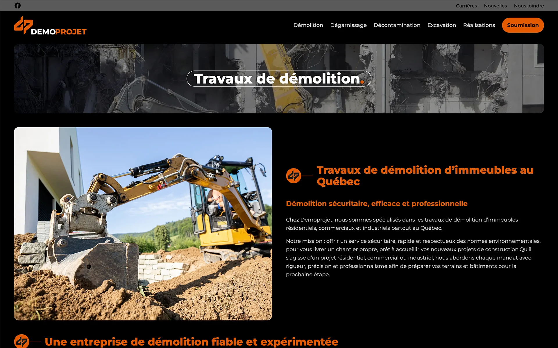 Site web réalisé pour Demoprojet