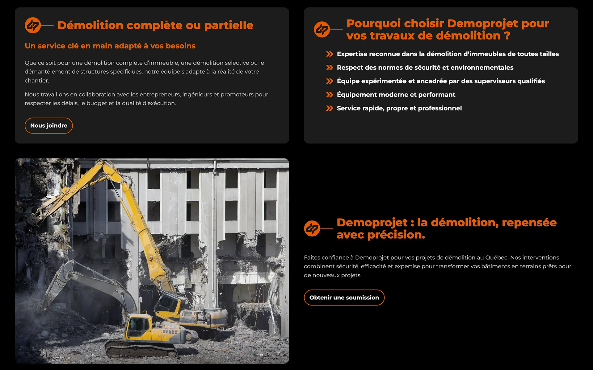 Site web réalisé pour Demoprojet