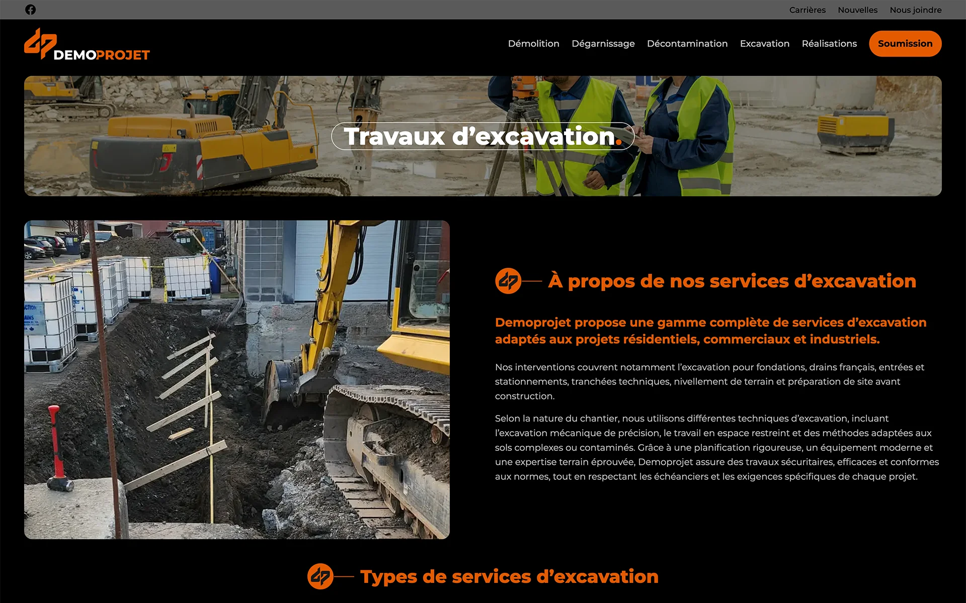 Site web réalisé pour Demoprojet