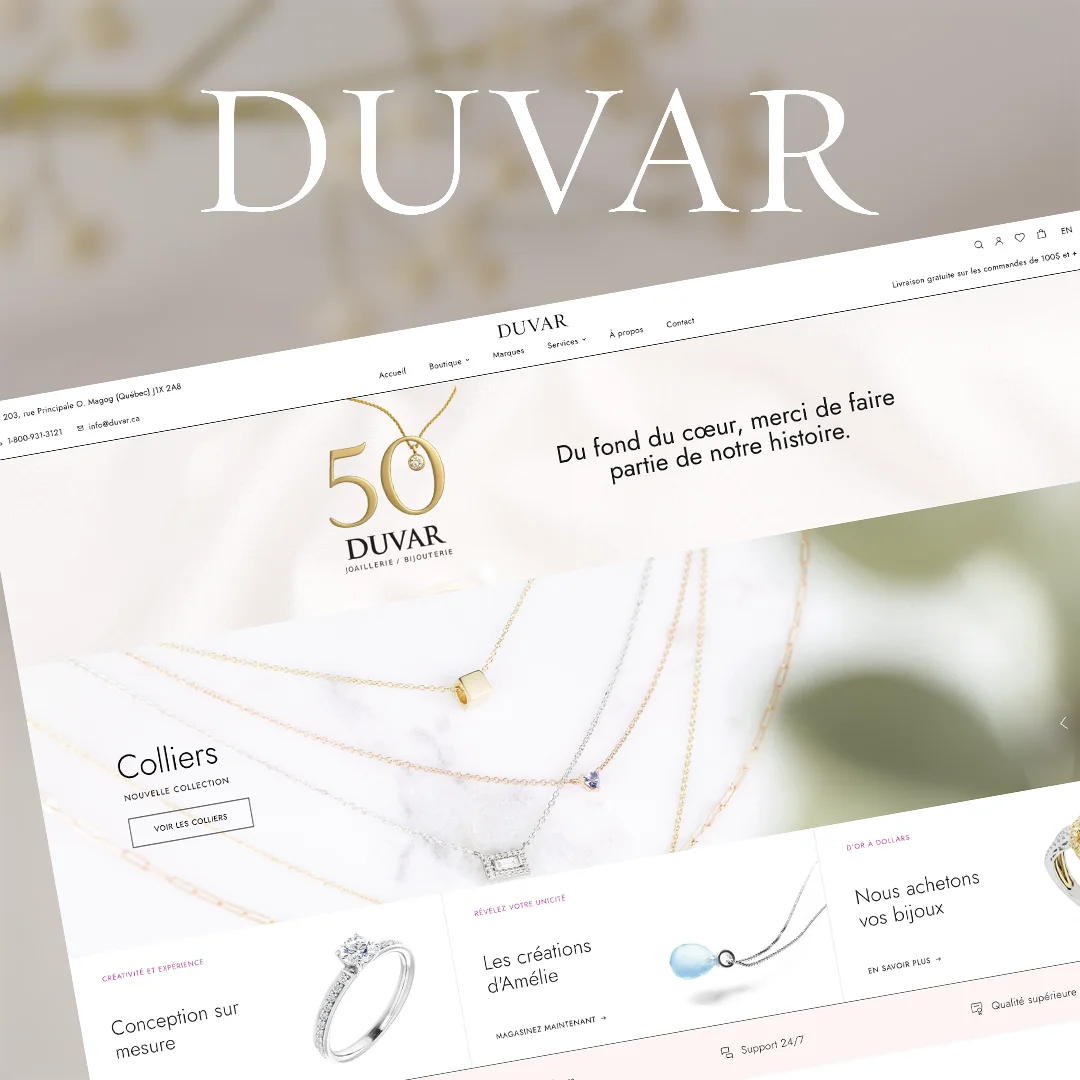 Projet de publicité numérique et création de contenu pour Joaillerie Duvar