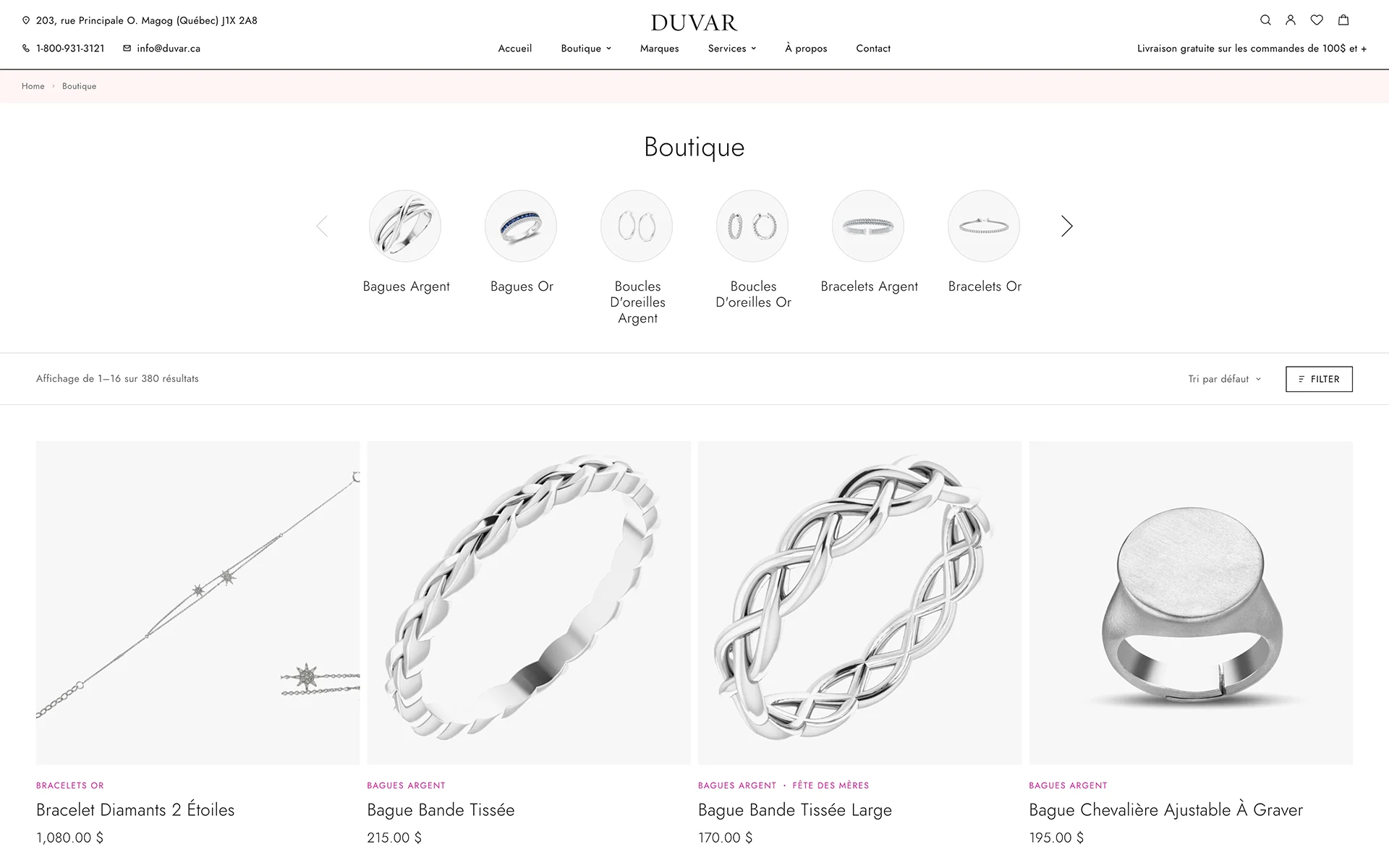 Site web réalisé pour Joaillerie Duvar