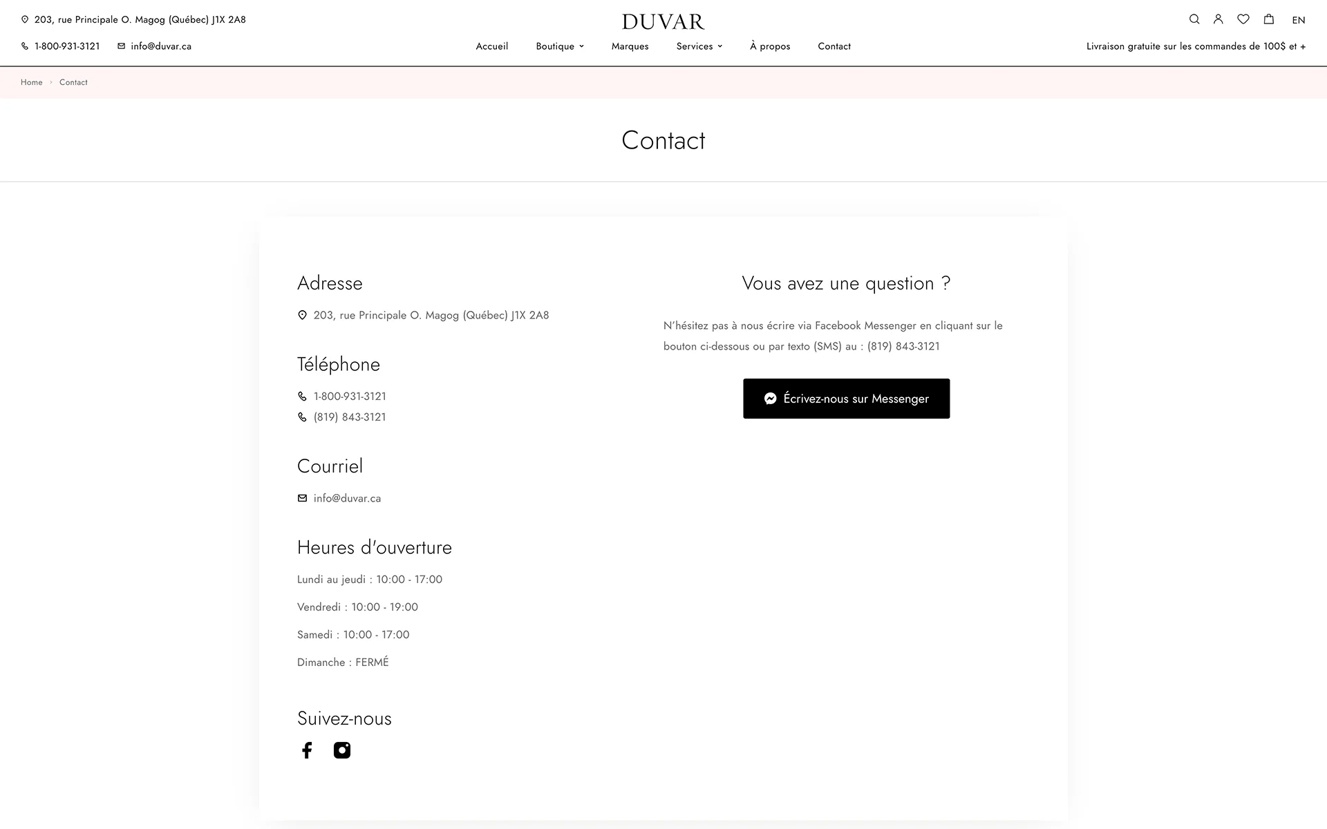 Site web réalisé pour Joaillerie Duvar