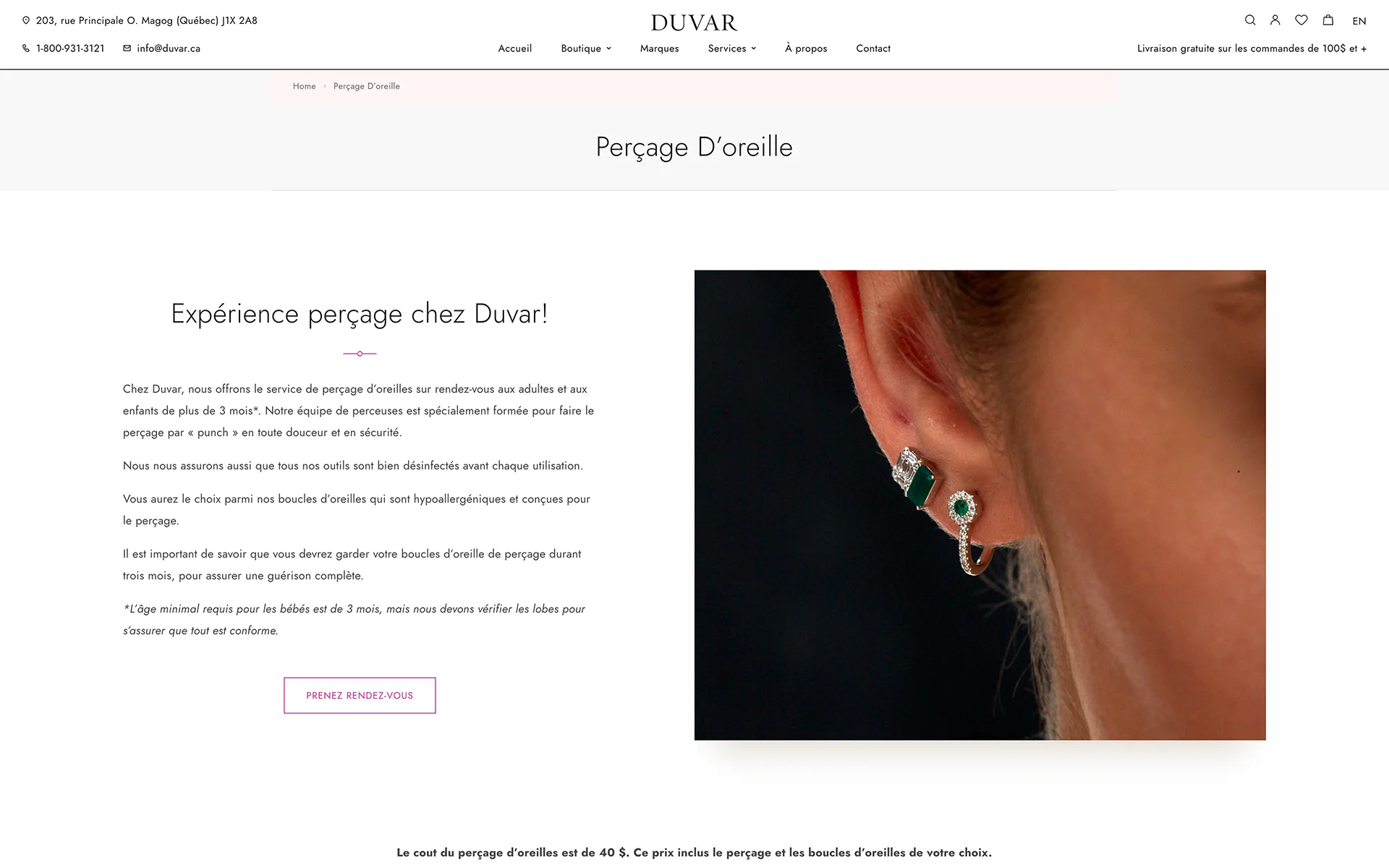 Site web réalisé pour Joaillerie Duvar