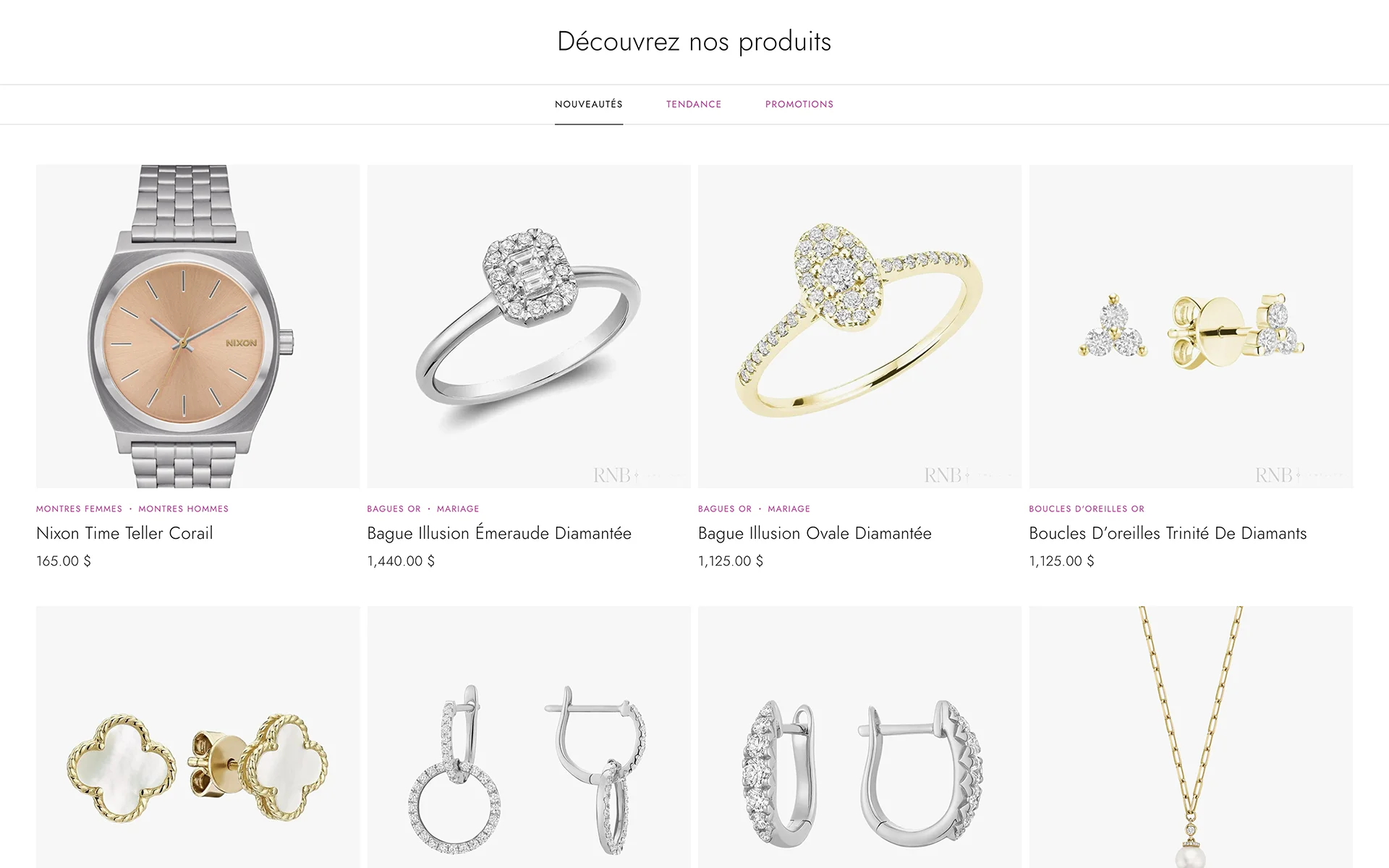 Site web réalisé pour Joaillerie Duvar