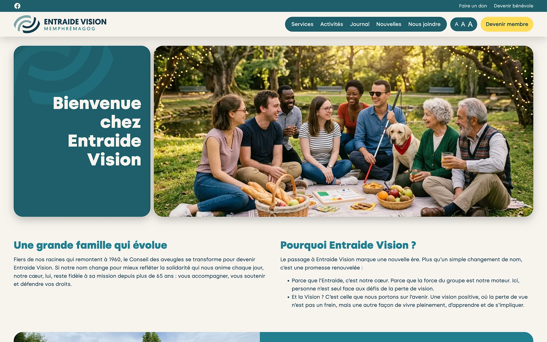 Site web réalisé pour Entraide Vision