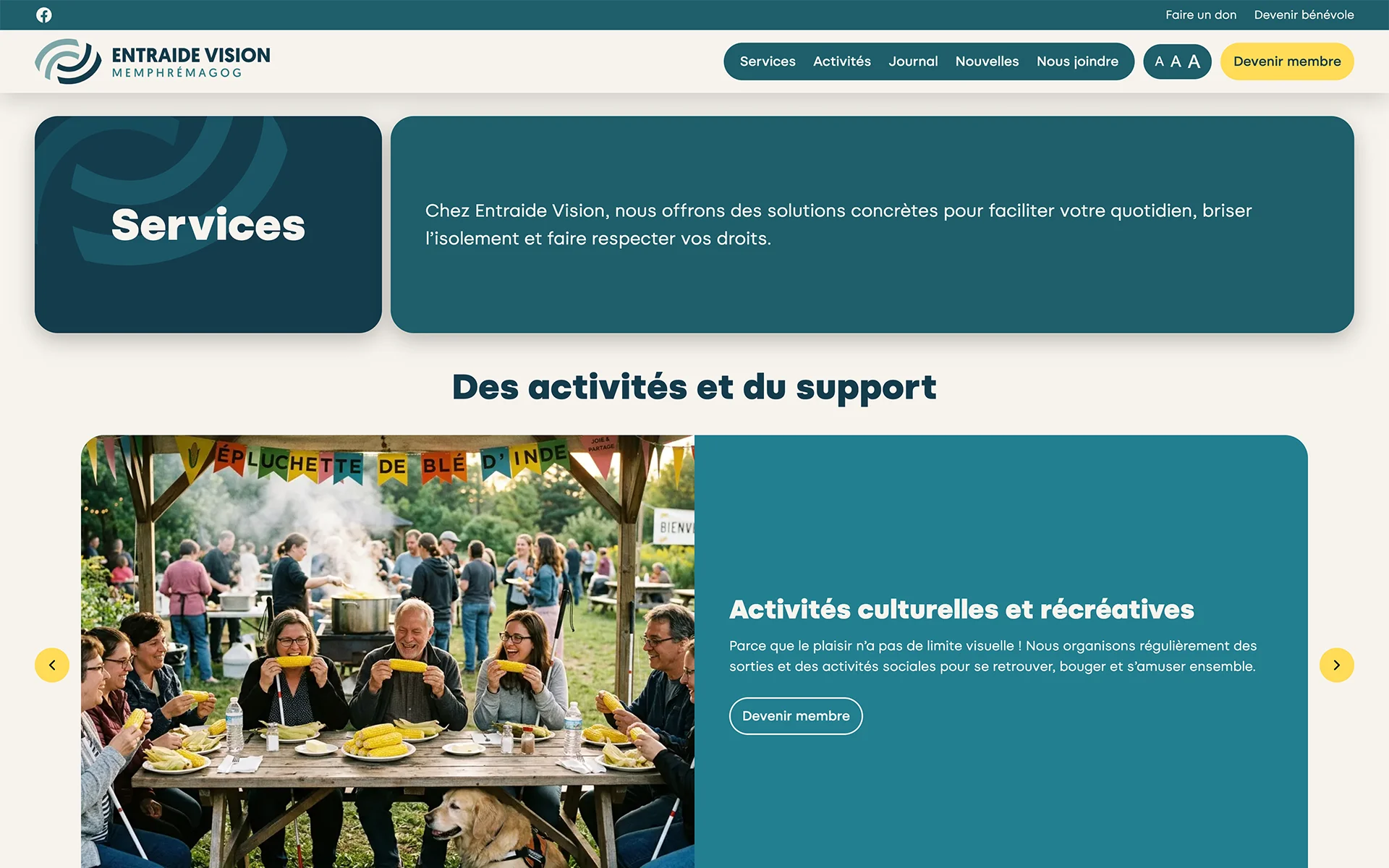 Site web réalisé pour Entraide Vision