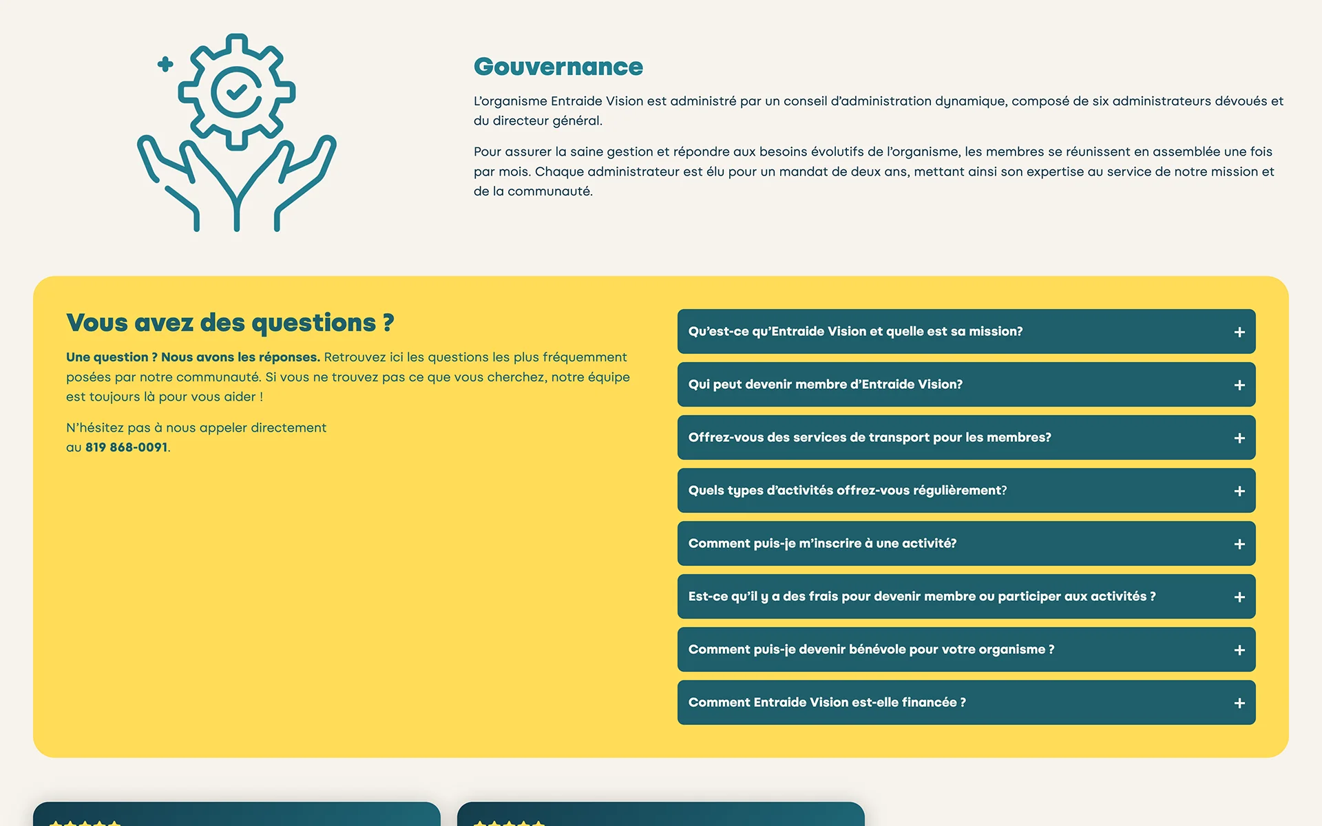 Site web réalisé pour Entraide Vision