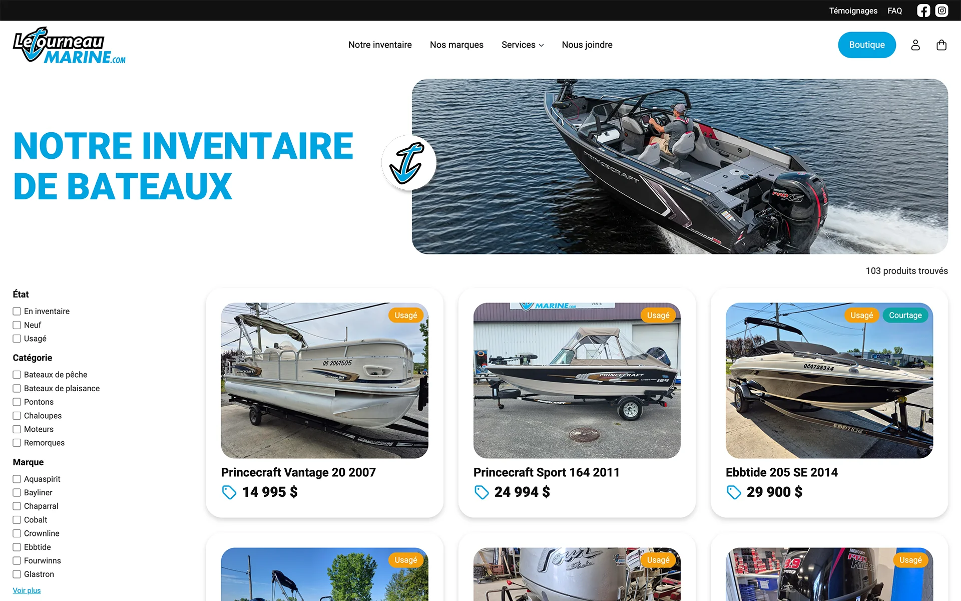 Site web réalisé pour Létourneau Marine