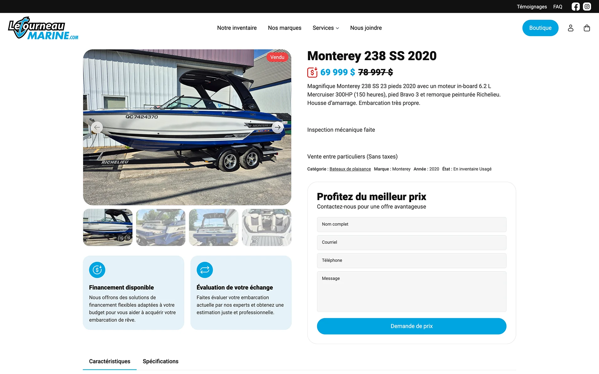 Site web réalisé pour Létourneau Marine