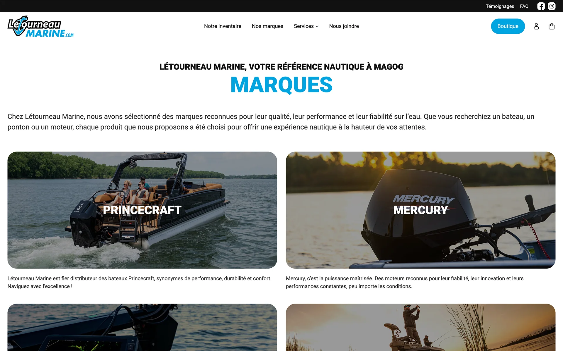 Site web réalisé pour Létourneau Marine