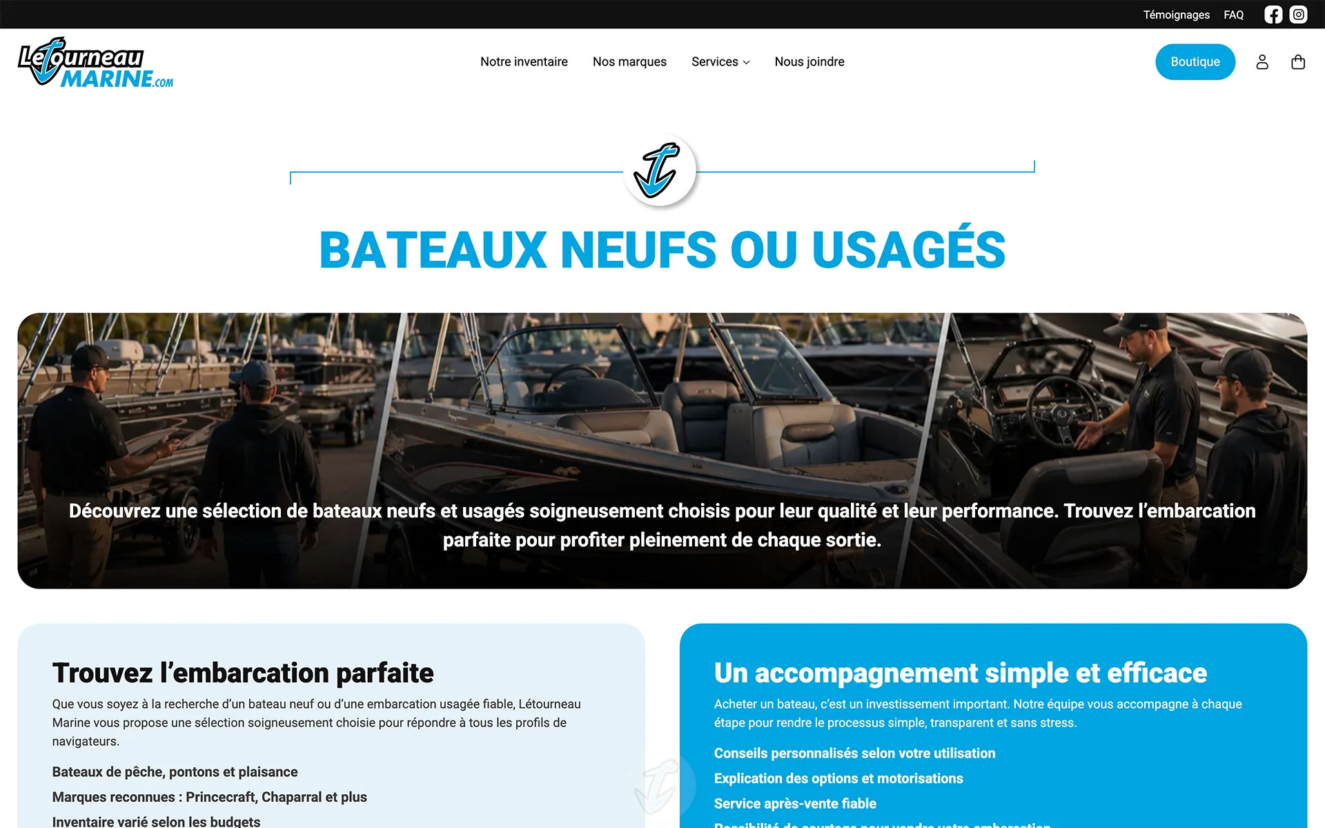 Site web réalisé pour Létourneau Marine