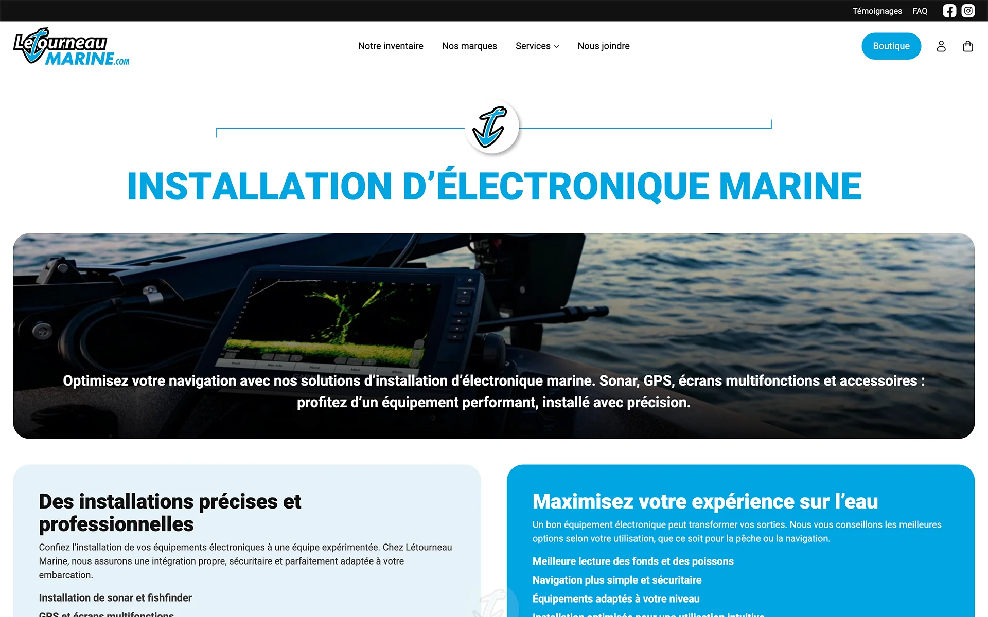 Site web réalisé pour Létourneau Marine