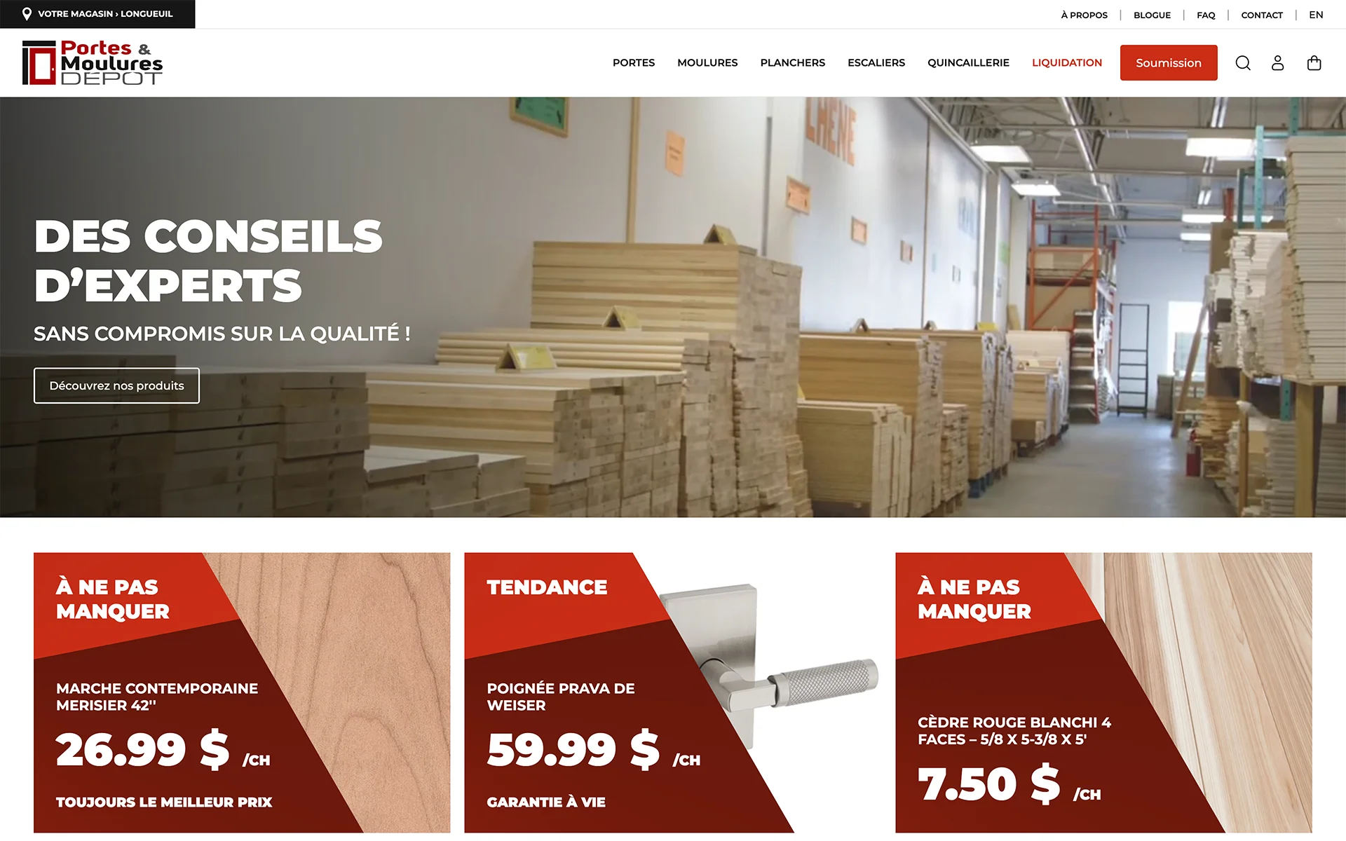 Site web réalisé pour Portes et Moulures Dépôt