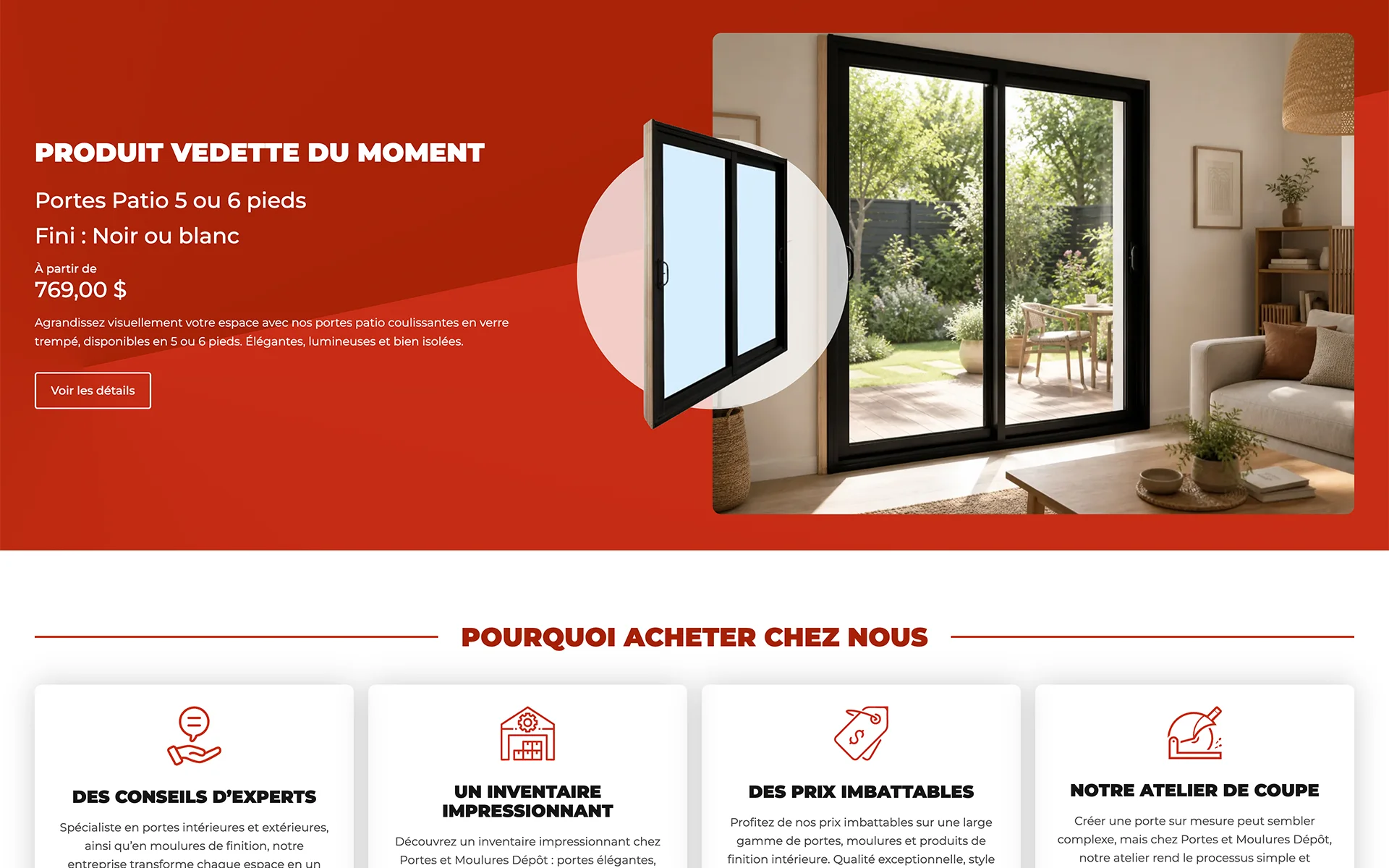 Site web réalisé pour Portes et Moulures Dépôt