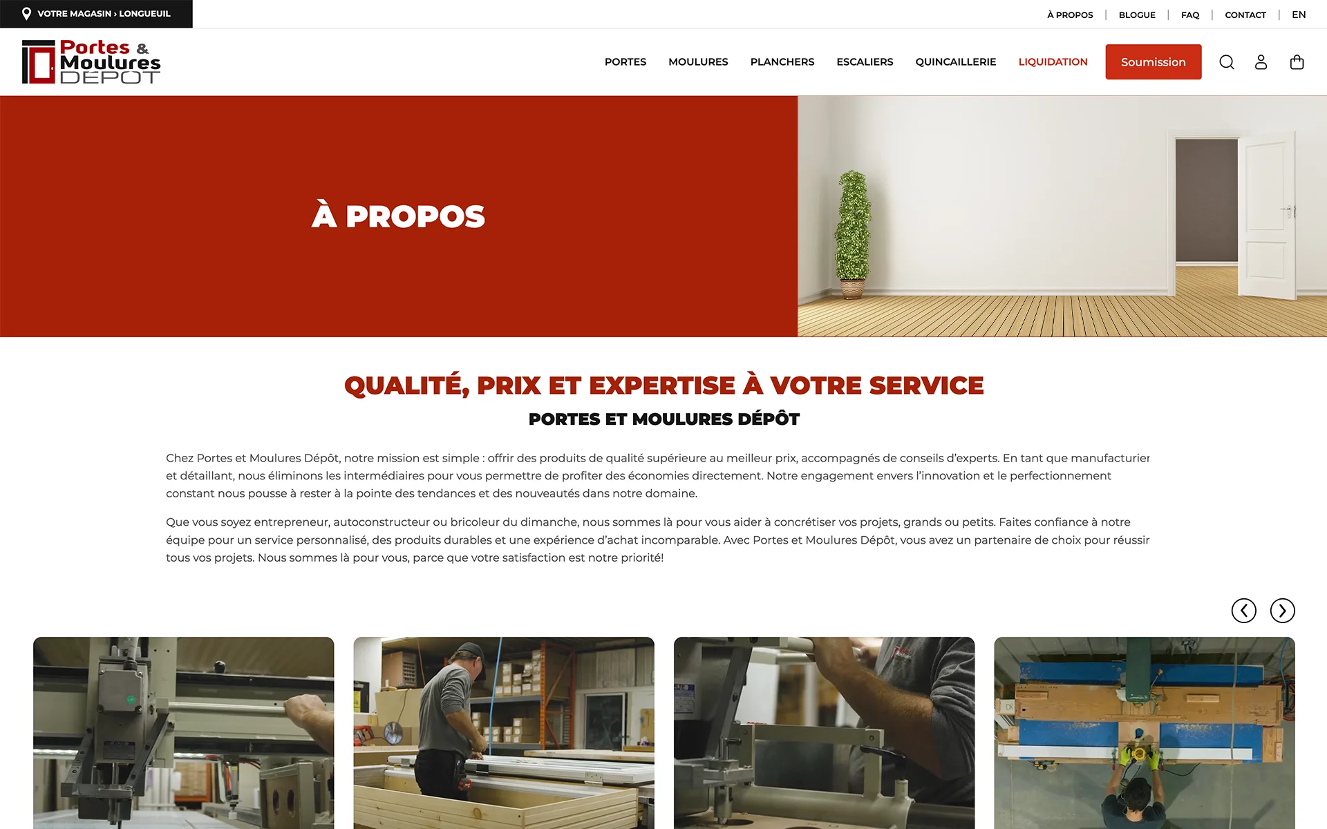 Site web réalisé pour Portes et Moulures Dépôt