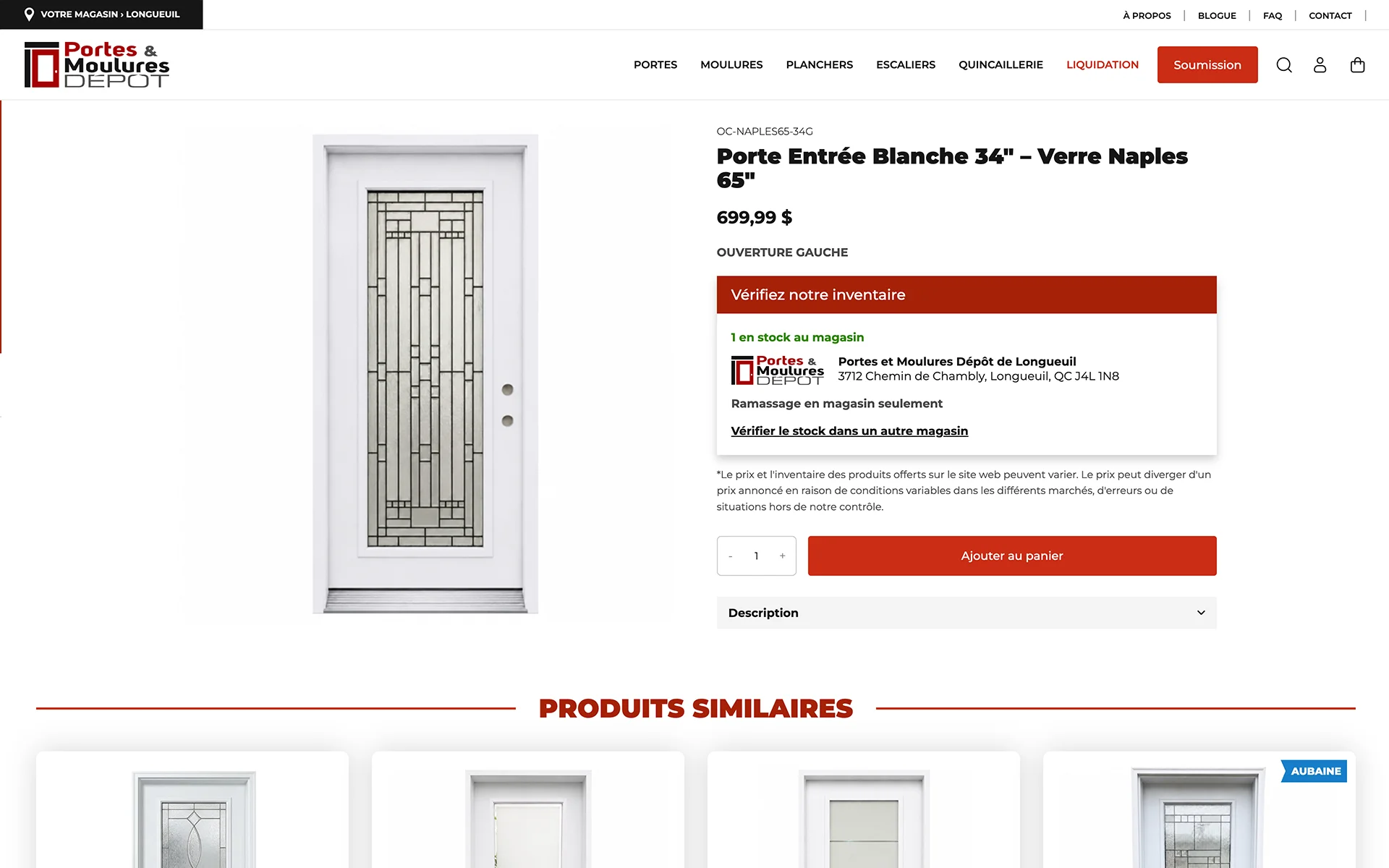 Site web réalisé pour Portes et Moulures Dépôt