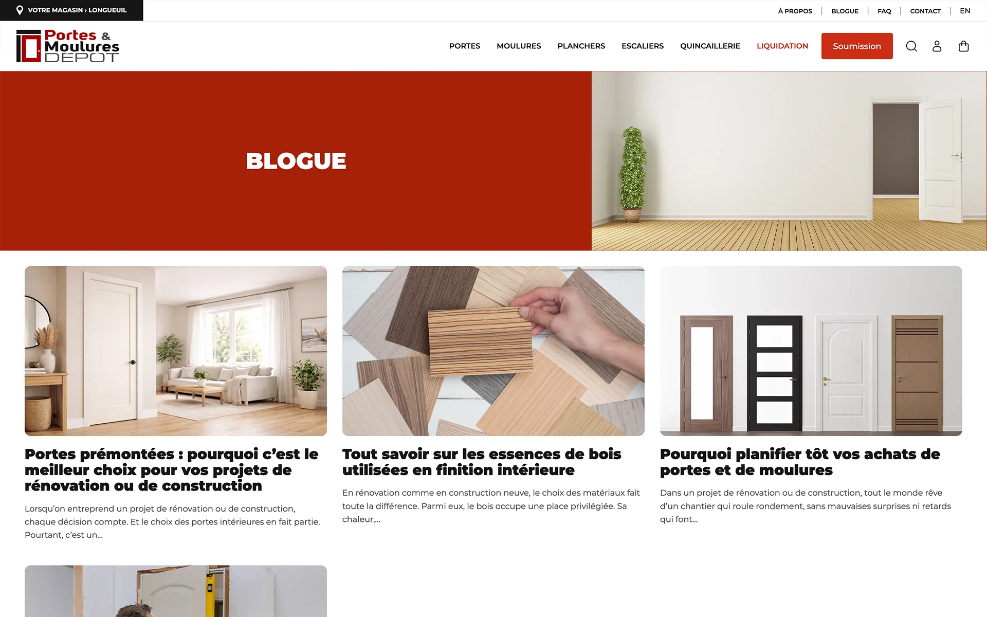 Site web réalisé pour Portes et Moulures Dépôt