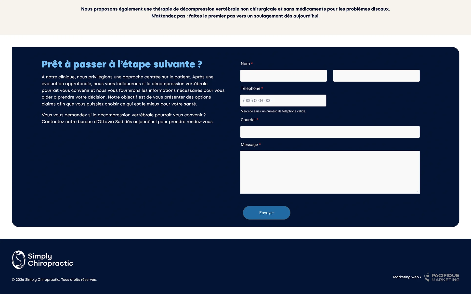 Site web réalisé pour Simply Chiropractic